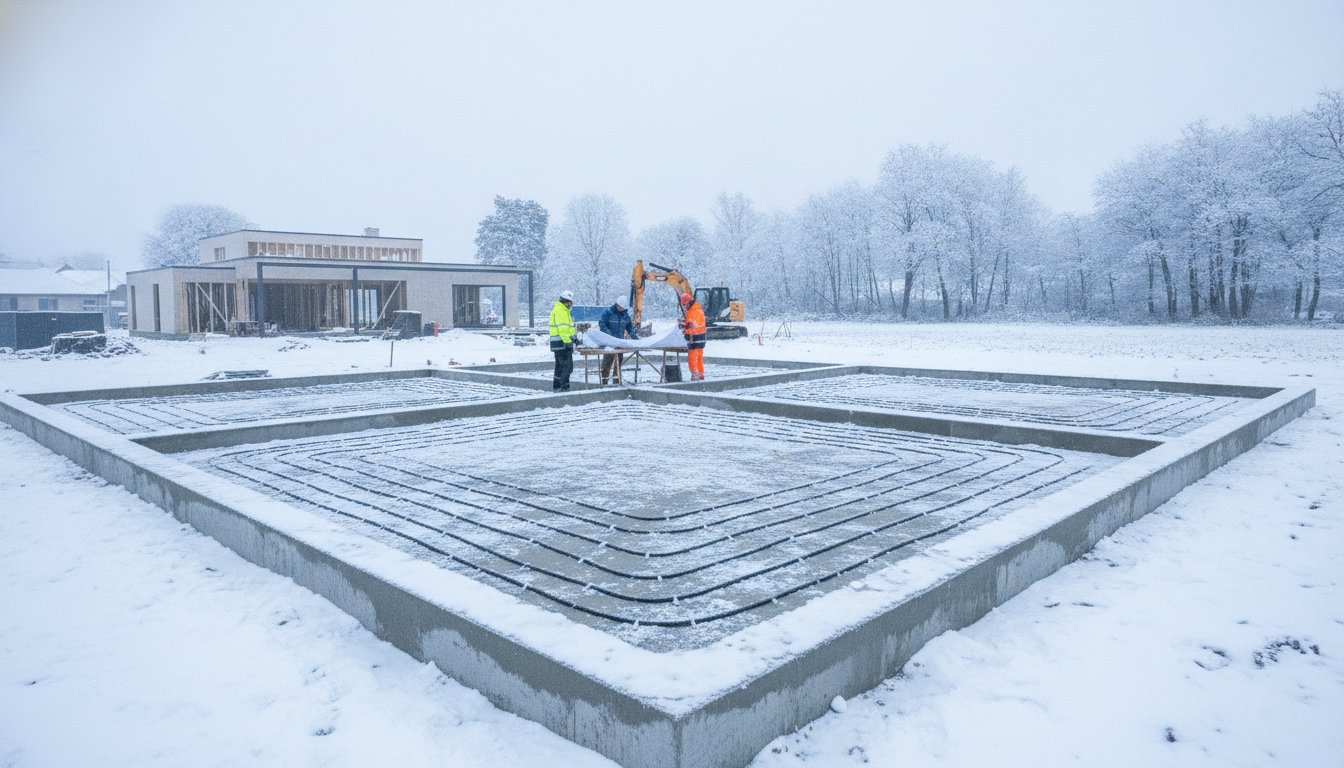 Płyta fundamentowa grzewcza zimą – porady eksperta